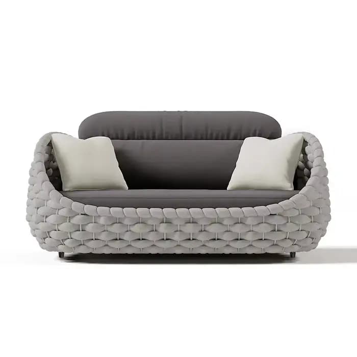 Coussin imperméable pour terrasse d'extérieur, corde confortable, tissage en osier et rotin, meubles de Patio tissés à la main, ensemble de canapés de jardin