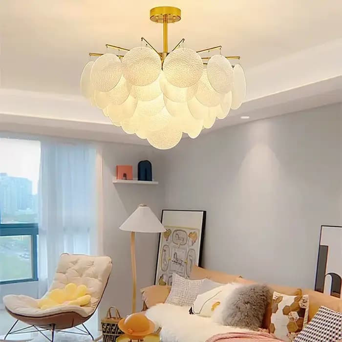 Plafonnier LED suspendu en verre au design moderne, design luxueux, éclairage d'intérieur, luminaire décoratif de plafond, idéal pour un salon, une salle à manger, une chambre à coucher ou un hall, no