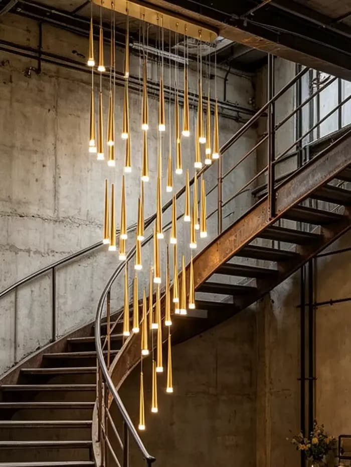 Lustre moderne pour escalier long, suspension LED spirale de luxe pour villa, duplex, loft, hall à plafond haut, lampe rotative pour cage d'escalier