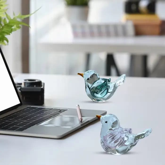 Mini Figurine d'oiseau soufflé en verre fabriqué à la main, petite Statue d'oiseau à collectionner, ornement pour la maison, étagère, décoration d'armoire