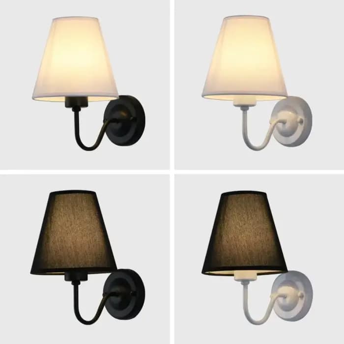 Lampe murale rétro en tissu LED, éclairage intérieur moderne, lampe murale en tissu E27, lampe de chevet pour chambre familiale, lampe d'hôtel