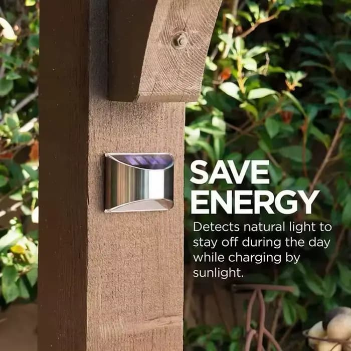 Lampes murales solaires en acier inoxydable, 2 pièces, éclairage extérieur étanche pour cour, patio, marches, clôture de jardin et rue, éclairage d'urgence