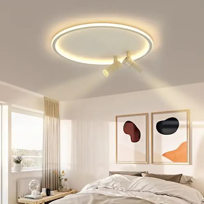 Plafonnier LED moderne avec projecteur, lampe de plafond LED ronde design pour salle à manger, luminaire décoratif pour la maison