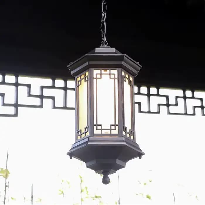 Lustre de balcon de style chinois rétro, luminaire suspendu imperméable pour jardin, villa, couloir extérieur