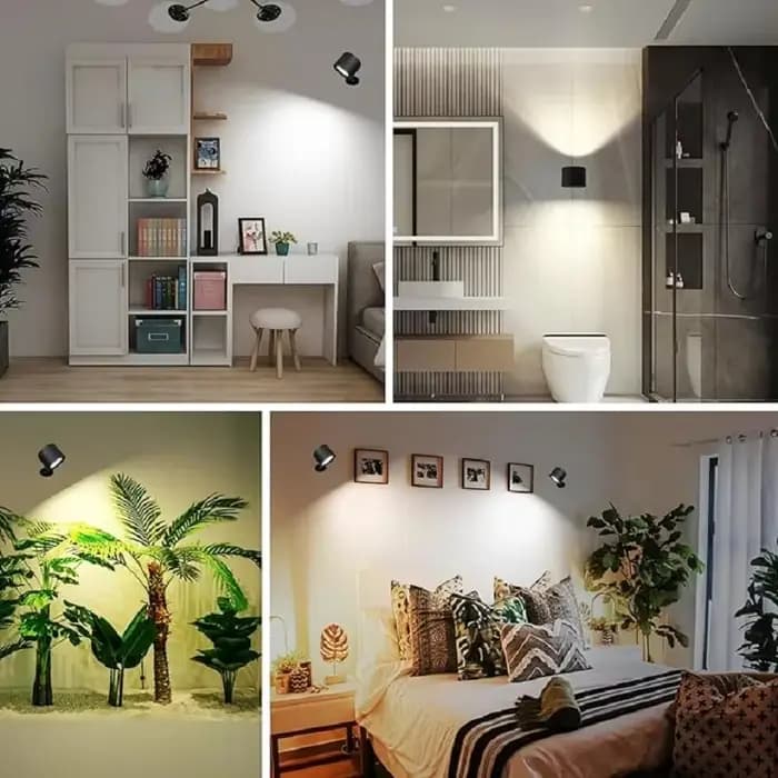 Appliques murales LED à double tête avec télécommande tactile, rotatives à 360°, 3 modes de couleur, lumière murale rechargeable USB sans fil, veilleuse