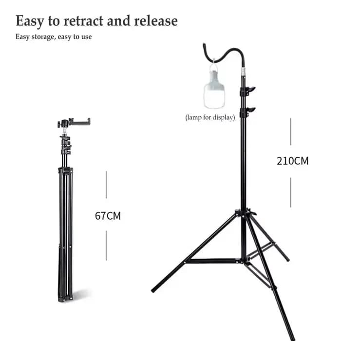 Trépied pliable et télescopique de 2m, support léger réglable pour lampe de camping, accessoires de camping