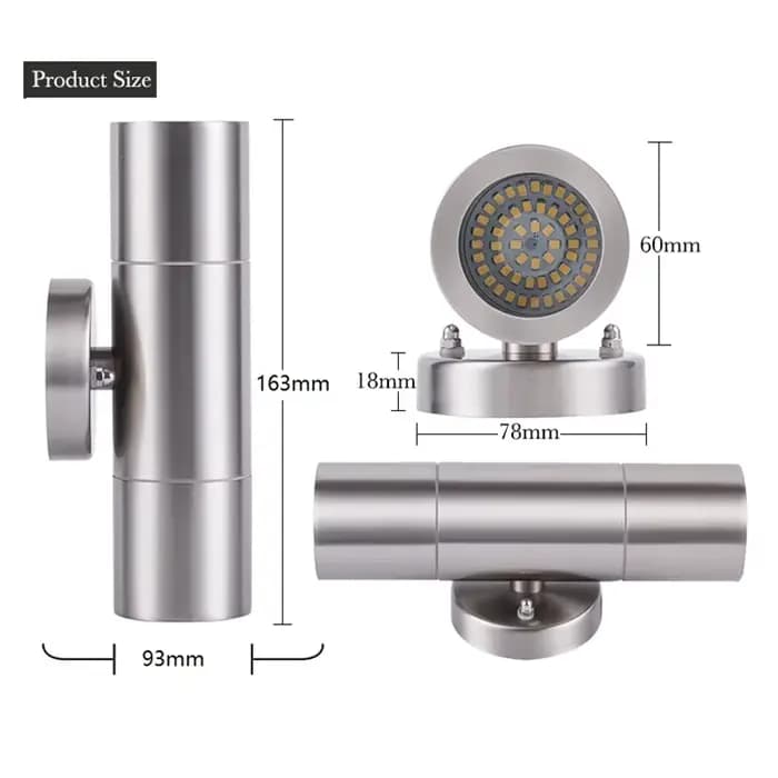 Applique Murale LED en Acier Inoxydable, Conforme à la Norme IP65, Imperméable, Conforme à la Norme GU10, Éclairage d'Extérieur, Idéal pour un Jardin ou une Véranda, 110/220V