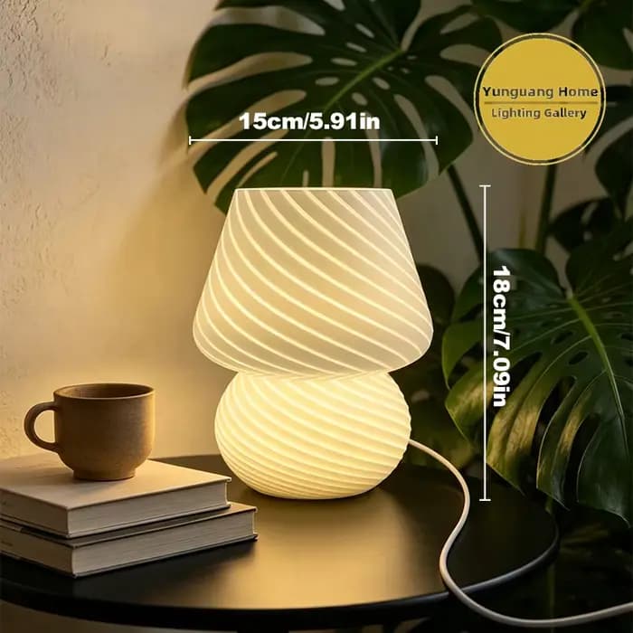 Lampe de table en verre de Murano, moderne, simple, texturée, en forme de champignon, lampe de chevet, 3 températures de couleur, décoration pour chambre à coucher, salon