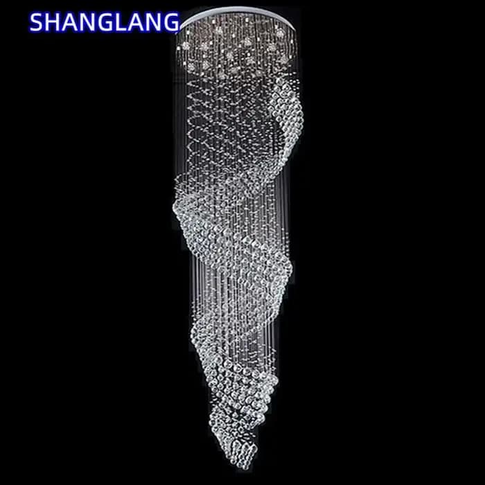 Couloir de luxe LED lustre en cristal spirale Design intérieur échelle pendentif lumières pour salon décor Suspension Luminaire