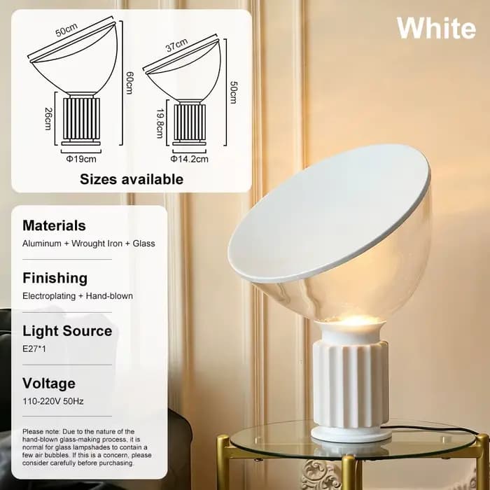 Lampe de table LED en verre italien, lampe de chevet créative en verre, lampe de table nordique pour chambre à coucher