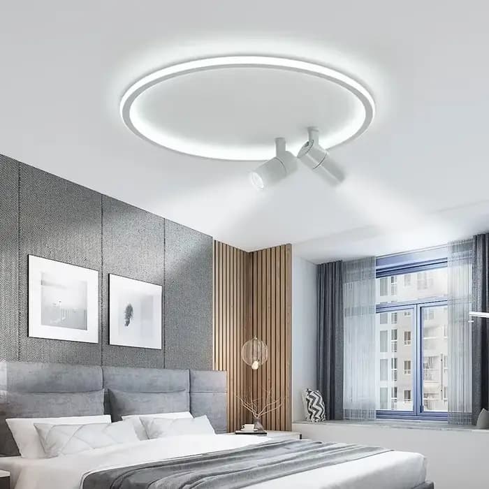 Plafonnier LED moderne avec projecteur, lampe de plafond LED ronde design pour salle à manger, luminaire décoratif pour la maison