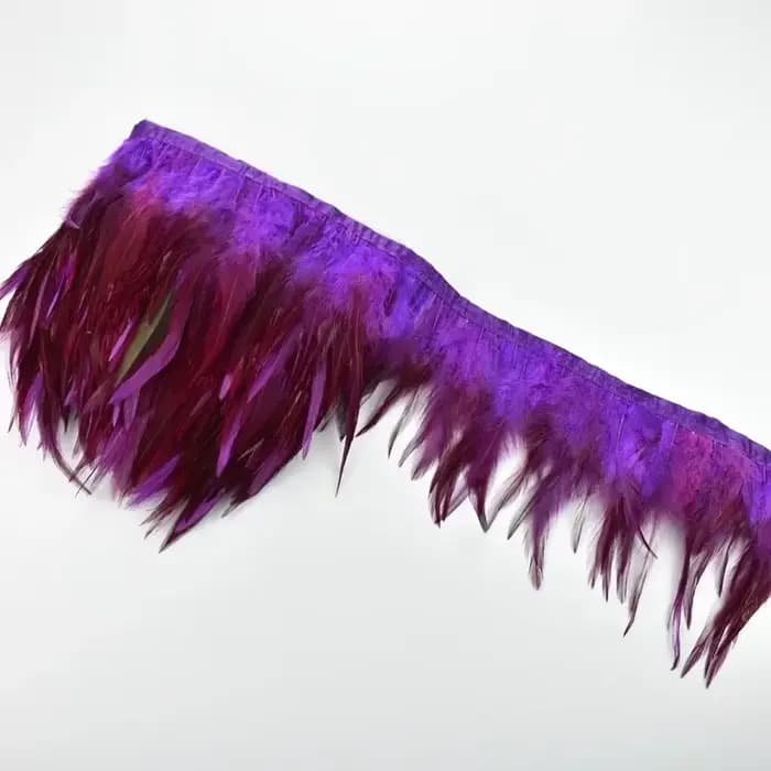 10 mètres de franges en plumes de faisan pour vêtements, ruban de couture, 12-15 cm (5-6 pouces), garniture décorative en plumes de coq bordeaux, flecos