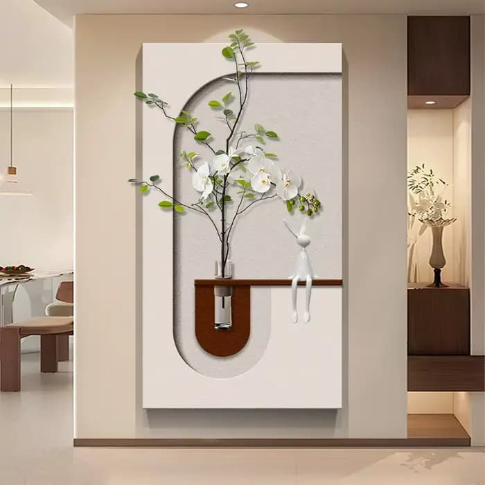 Porte d'entrée moderne Foyer LED peinture décorative salon chambre couloir plantes vertes hydroponiques lumières murales en grès