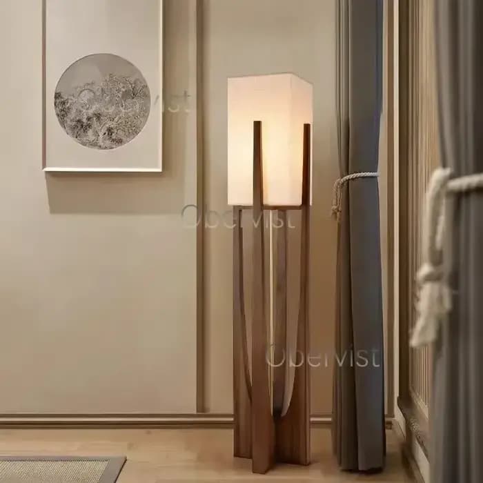 Lampadaire en bois massif de designers nordiques – Lampe sur pied en bois pour salon, chambre, canapé, chevet, décoration intérieure