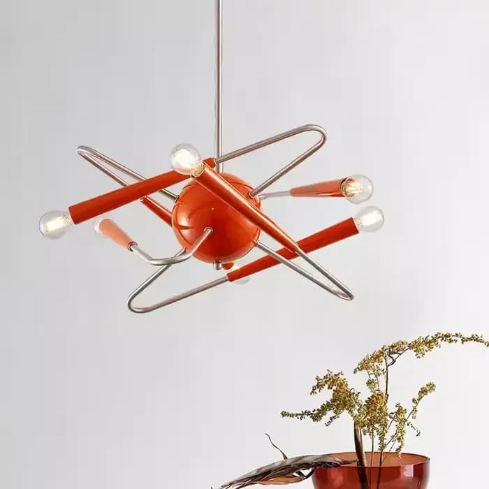 Plafonnier LED Sputnik Orange au Design Artistique, Éclairage d'Nik, Luminaire Décoratif de Plafond, Idéal pour un Salon, une Villa, une Salle à Manger ou une Chambre à Coucher