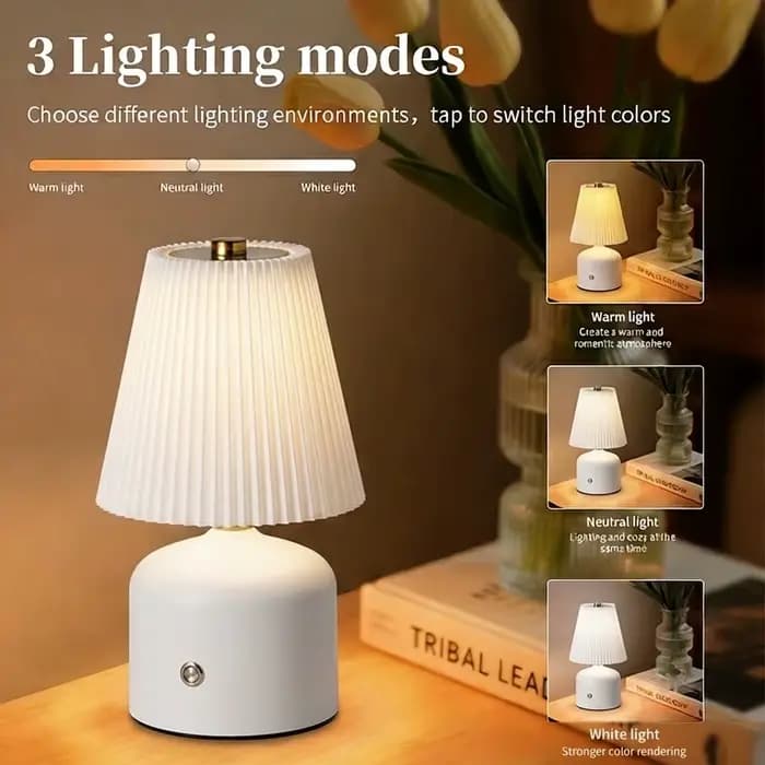 Lampe de table moderne, lampe vintage pour chambre à coucher, lampe de bureau pour salle à manger, lampe rechargeable avec abat-jour, lumière décorative pour la maison