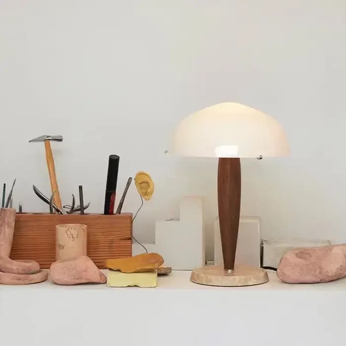 Lampe de table nordique danoise, lampe de bureau en bois pour chambre à coucher, base en marbre, abat-jour en verre, lampe de table design, brochure, hôtel, salon