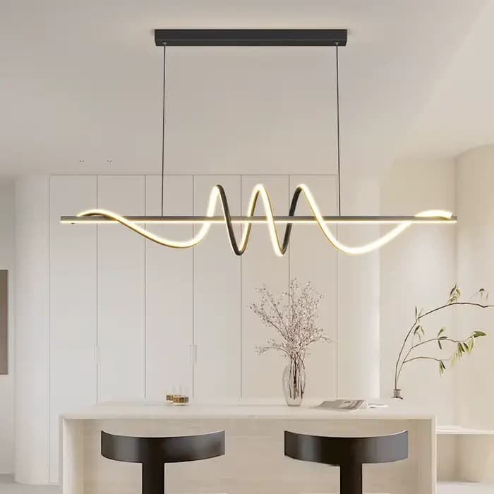 Lustre moderne Table à manger suspension lampe éclairage à la maison salon décoration barre linéaire ondulé lampe minimaliste salle à manger