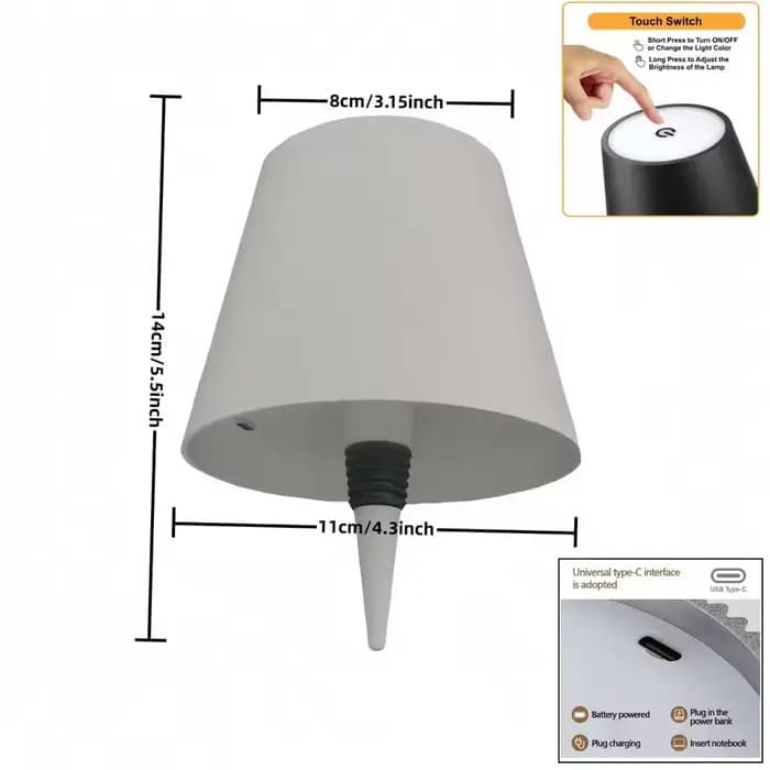 Lampe de table LED en forme de bouteille, tactile, 3 couleurs, rechargeable, portable, décoration de bureau, lampe pour bar, restaurant, camping, décoration d'ambiance