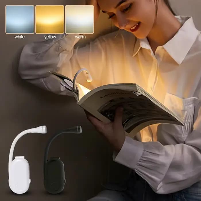 Lampe de Lecture LED Rechargeable par USB, 3 Couleurs, Réglable, à Clipser, pour Bureau, Livre, Protection des Yeux, Portable, Salle d'Étude, Mini Lumière