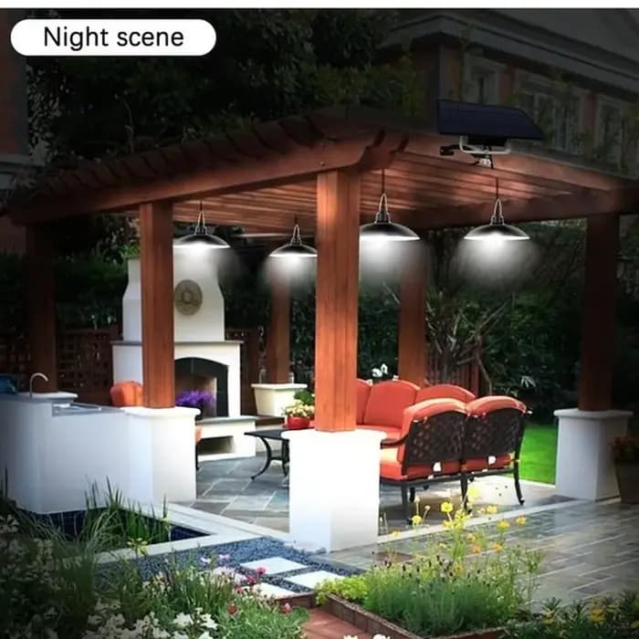 Lampe LED suspendue solaire d'extérieur, étanche, lustre à Double tête, décorations avec télécommande pour hangar intérieur, salle de grange