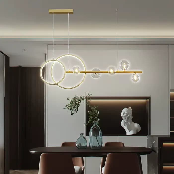 Lampe Suspendue Ronde en Verre au Design Nordique Moderne, Luminaire Décoratif d'Nik, Idéal pour une Salle à Manger, un Bureau ou un Document