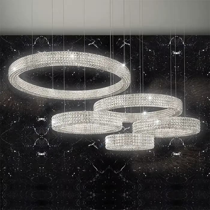 Lustre rond en cristal de luxe postmoderne pour salon, chambre et salle à manger, design personnalisé, idéal pour les bureaux de vente