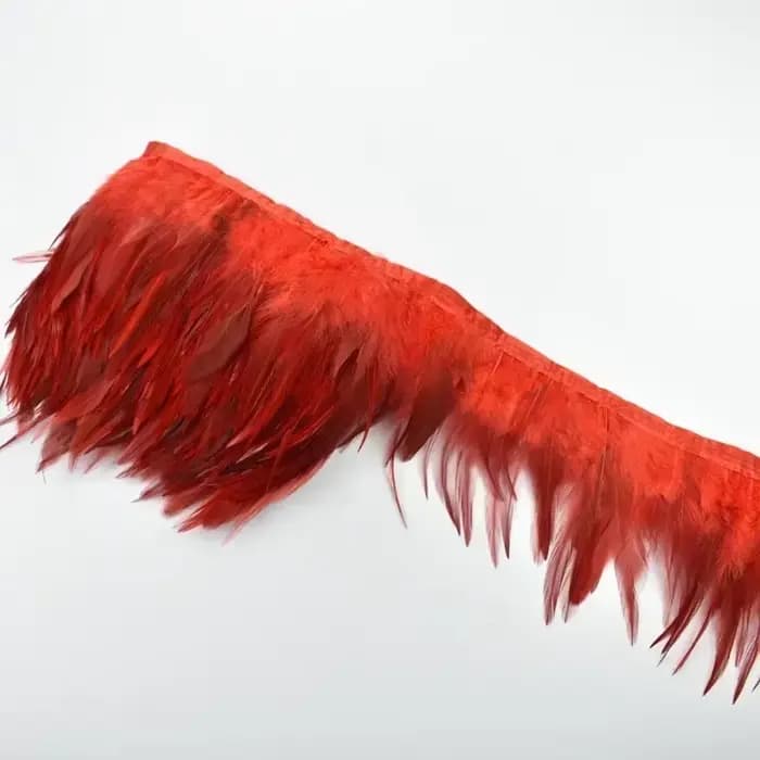 10 mètres de franges en plumes de faisan pour vêtements, ruban de couture, 12-15 cm (5-6 pouces), garniture décorative en plumes de coq bordeaux, flecos