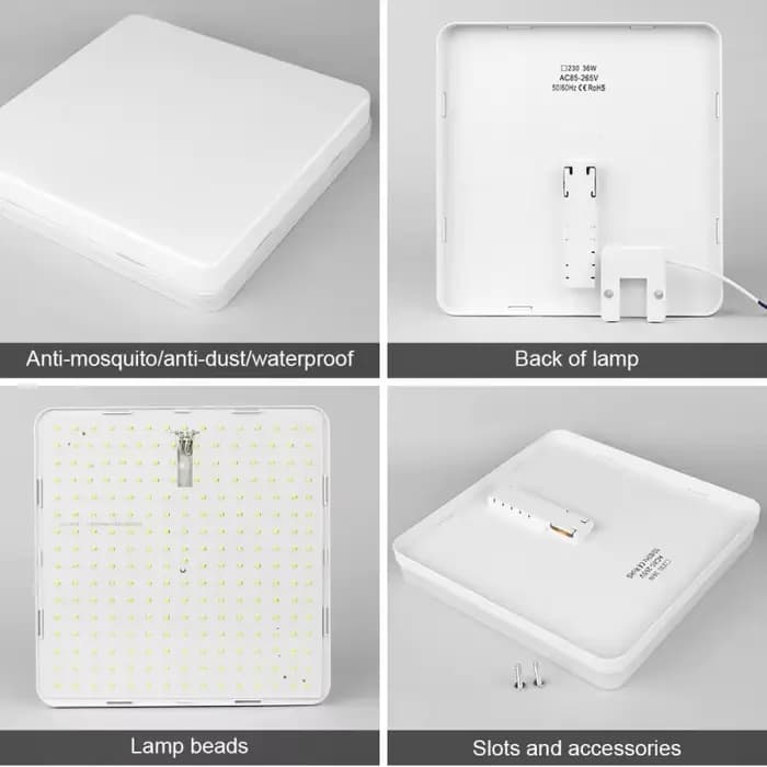 Plafonnier LED encastré, luminaire à panneau plat 18W-48W, lampe de plafond carrée moderne pour chambre à coucher, cuisine