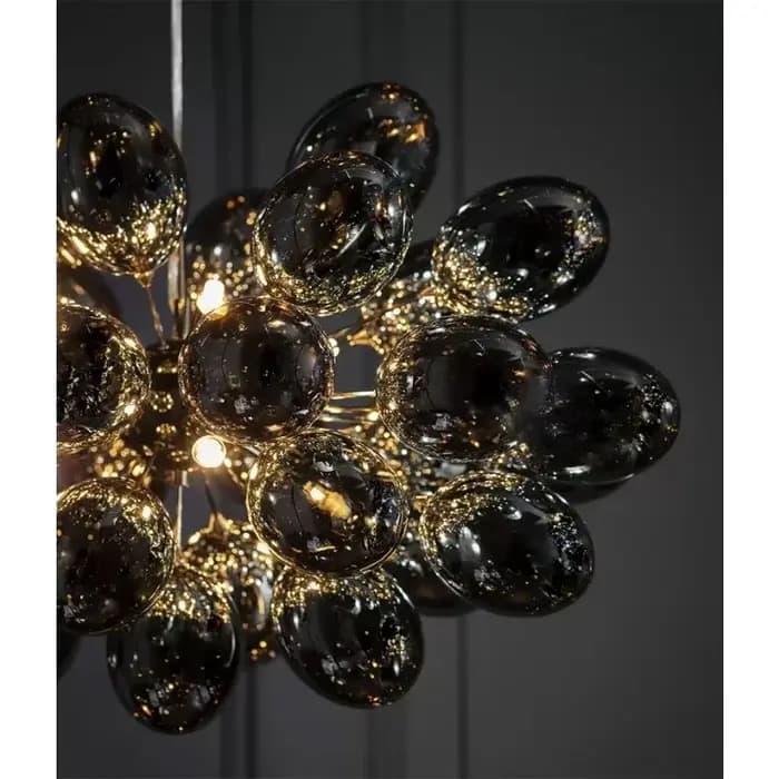 Suspension en verre de raisin de lustre de bulle de ballon nordique, lampe pour la chambre à coucher, luxe, décoration à la maison, gris fumé