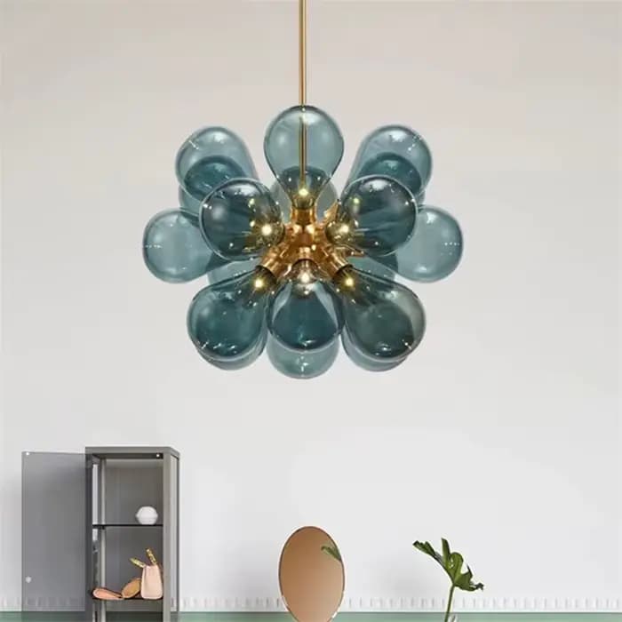 Plafonnier LED en Verre à Bulles Vertes, Design Créatif, Luminaire Décoratif d'Nik, Idéal pour un Salon, une Chambre à Coucher o
