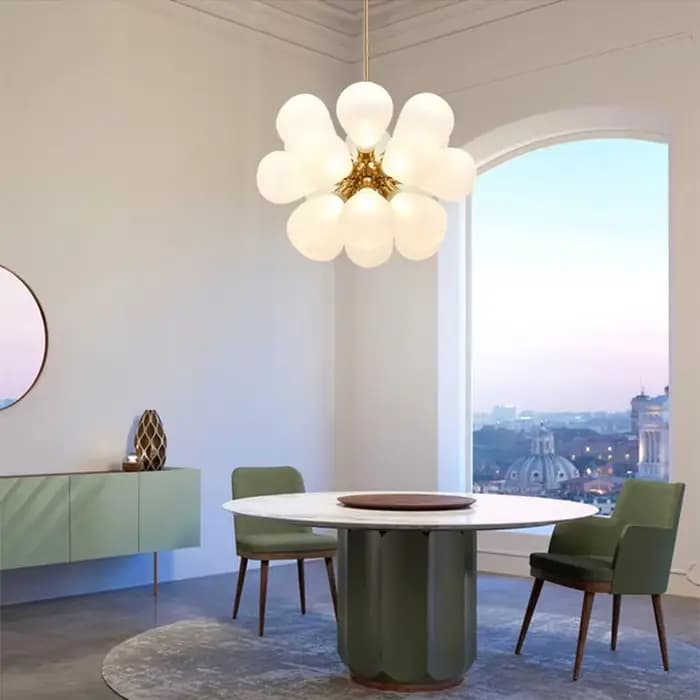 2025 Lustre à bulles de verre Lustre coloré unique Designer sur l'éclairage d'île pour salon Table à manger luminaire