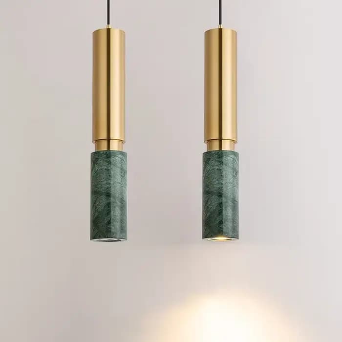 Lampe suspendue cylindrique en marbre LED moderne pour table à manger, éclairage de luxe pour chambre à coucher, salon, décoration de la maison