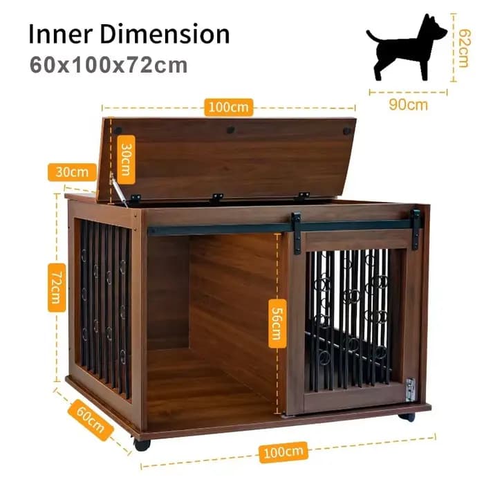 Cage en bois de luxe pour animaux de compagnie et produits de maison, conception à Double porte, grand espace réglable pour grand chien