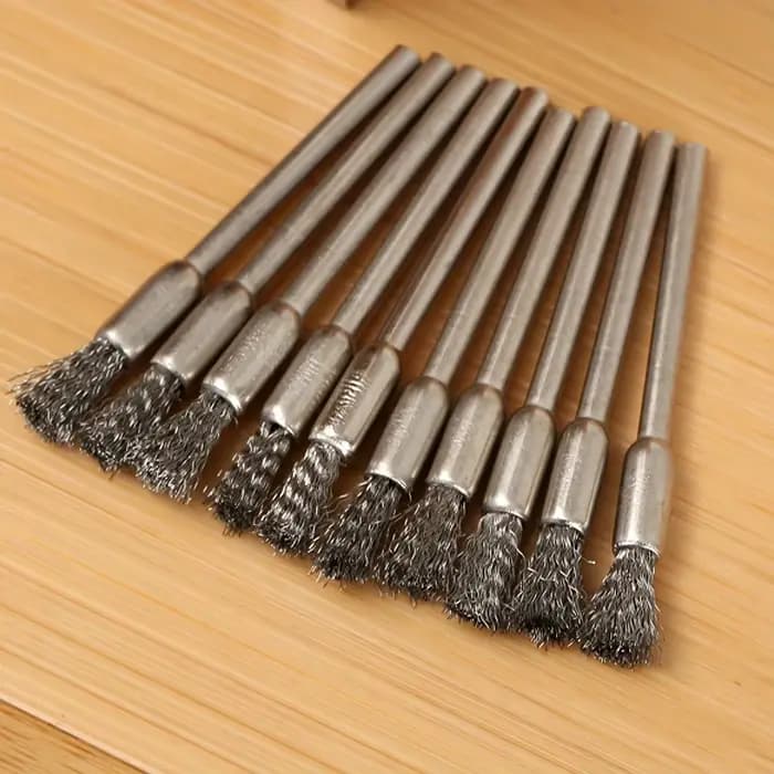10 brosses métalliques en acier inoxydable avec manche de 3,17 mm - Idéales pour les outils rotatifs, le nettoyage, l'élimination de la rouille et le ponçage