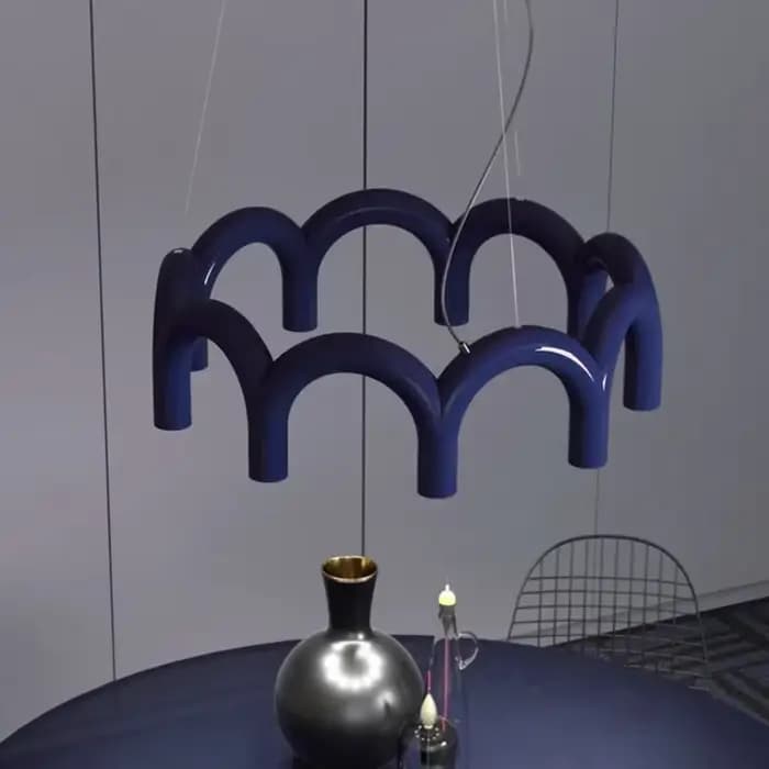 Oblure Arc lustre Post Design moderne suspension pour café salon cuisine lampe en forme de U lampe macaron en métal bleu