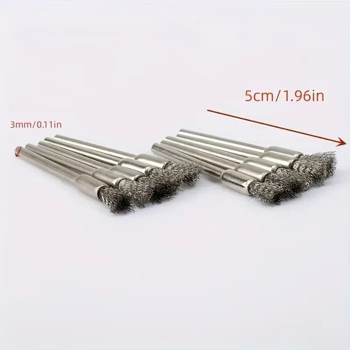 10 brosses métalliques en acier inoxydable avec manche de 3,17 mm - Idéales pour les outils rotatifs, le nettoyage, l'élimination de la rouille et le ponçage