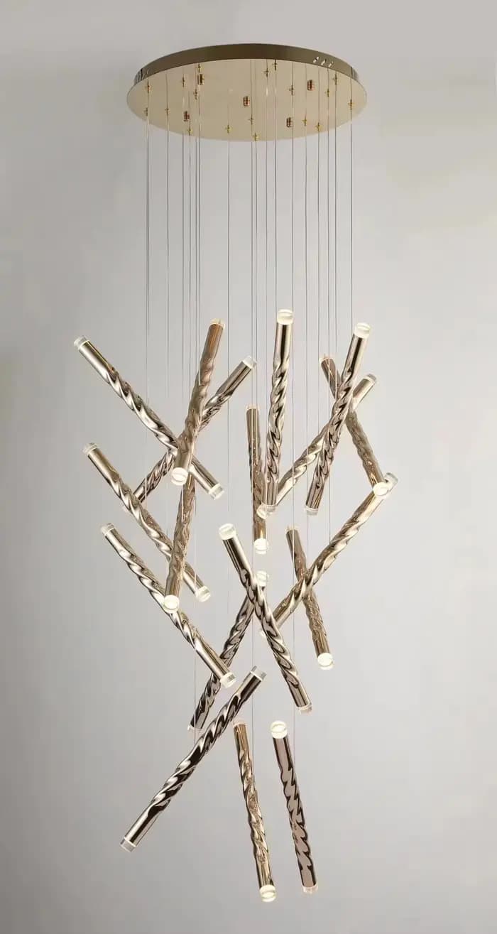 Moderne LED créatif or Tube rond conception Droplight Duplex Penthouse escalier suspension lumière maison éclairage intérieur décoration