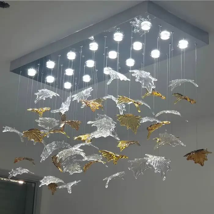 Plafonnier LED en forme de feuille d'érable, design artistique, éclairage d'intérieur, luminaire décoratif de plafond, idéal pour une villa ou un hôtel