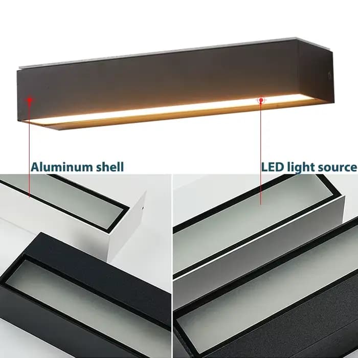 Applique Murale LED en Aluminium Imperméable Conforme à la Norme IP65, Luminaire Décoratif d'Extérieur, Idéal pour un Porche, une Maison ou un Garage