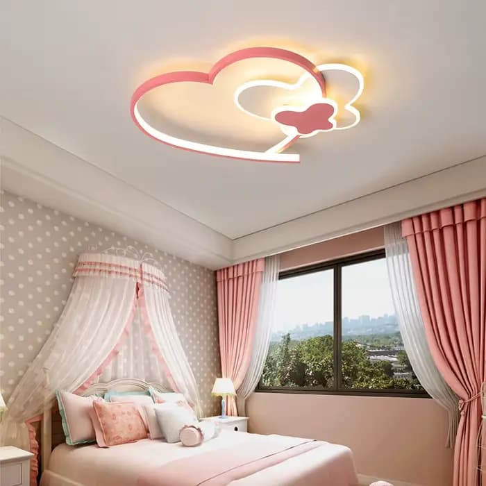 Plafonnier en Forme de Cœur Rose pour Chambre d'Enfant, Luminaire Décoratif de Plafond, Style Nordique, Montage en Encastré, Idéal pour l'Intérieur, pour Fille et Garçon