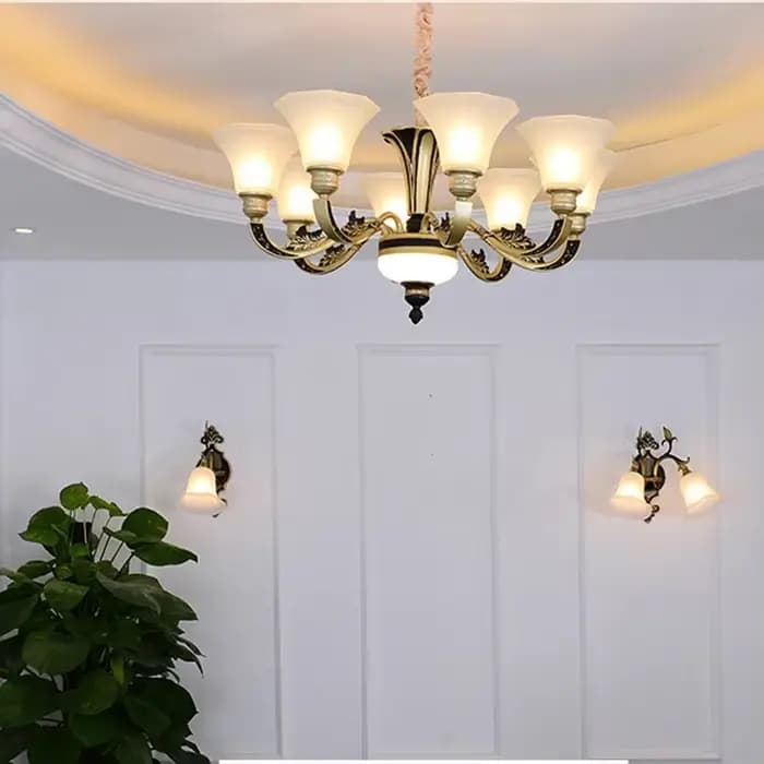 Lustres en métal de mode Vintage rétro lustre lumière lustres de luxe éclairage lampe en métal pour salon lit salle à manger
