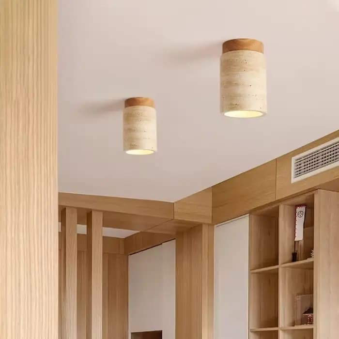 Pierre de travertin LED plafonnier allée couloir luminaire pour salon salle à manger chambre décor lustre plafonnier