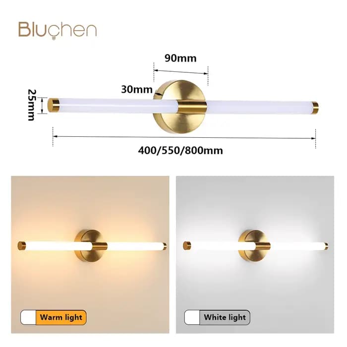 Applique murale LED conçue 400 550mm applique murale Double abat-jour haut vers le bas salle de bain applique murale lumière d'image dorée