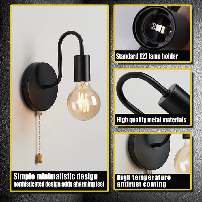 Applique industrielle nordique fer noir E27 éclairage intérieur chevet salle de bain chambre lampe applique murale luminaire décor