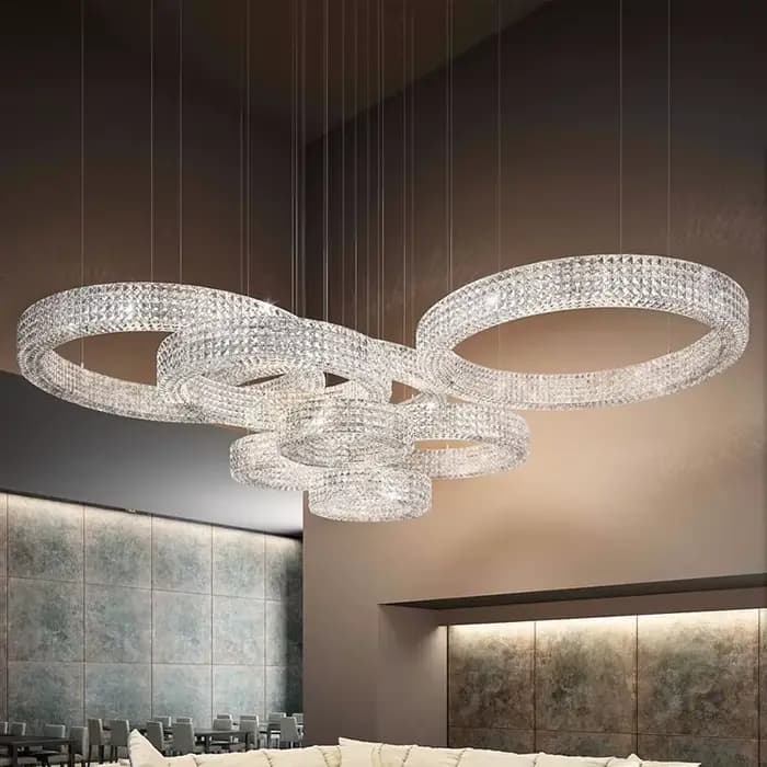 Lustre rond en cristal de luxe postmoderne pour salon, chambre et salle à manger, design personnalisé, idéal pour les bureaux de vente