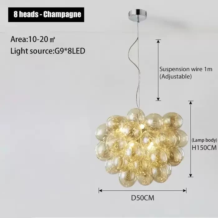 Lustre bulle nordique en verre gris fumé, suspension créative de luxe pour chambre, salon, restaurant