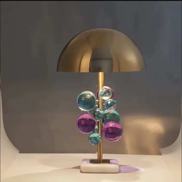 Globo-Lampe de Table Créative Manuelle en Forme de Champignon, Boule de Verre Colorée pour Salon, Chambre à Coucher, Lecture