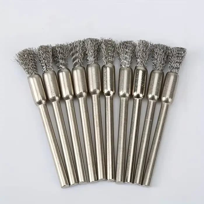 10 brosses métalliques en acier inoxydable avec manche de 3,17 mm - Idéales pour les outils rotatifs, le nettoyage, l'élimination de la rouille et le ponçage