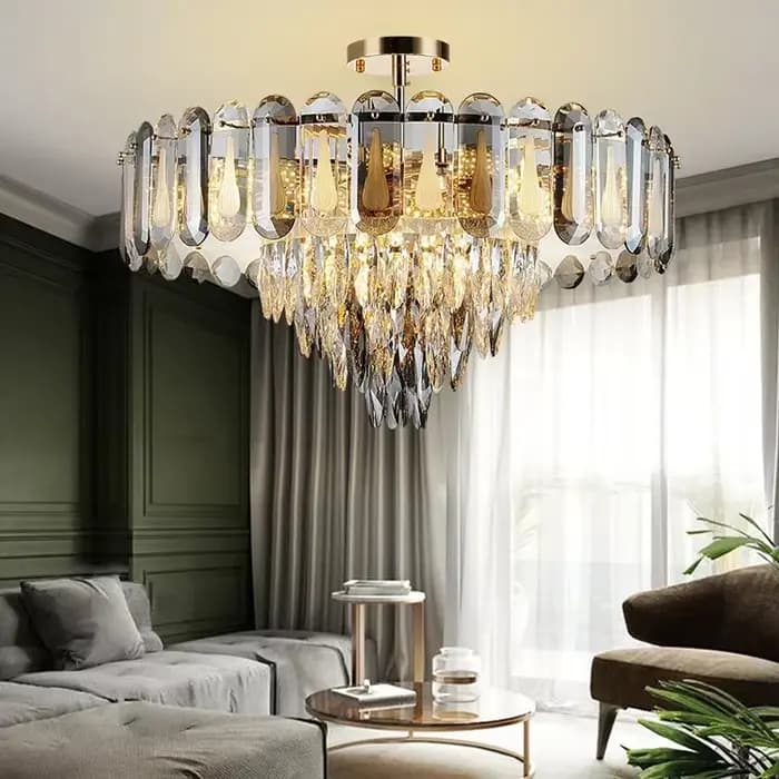 Plafonniers modernes en cristal gris de luxe, éclairage LED, plafonniers, décoration de la maison, Lustres pour décor de salon, nouveau, 2023